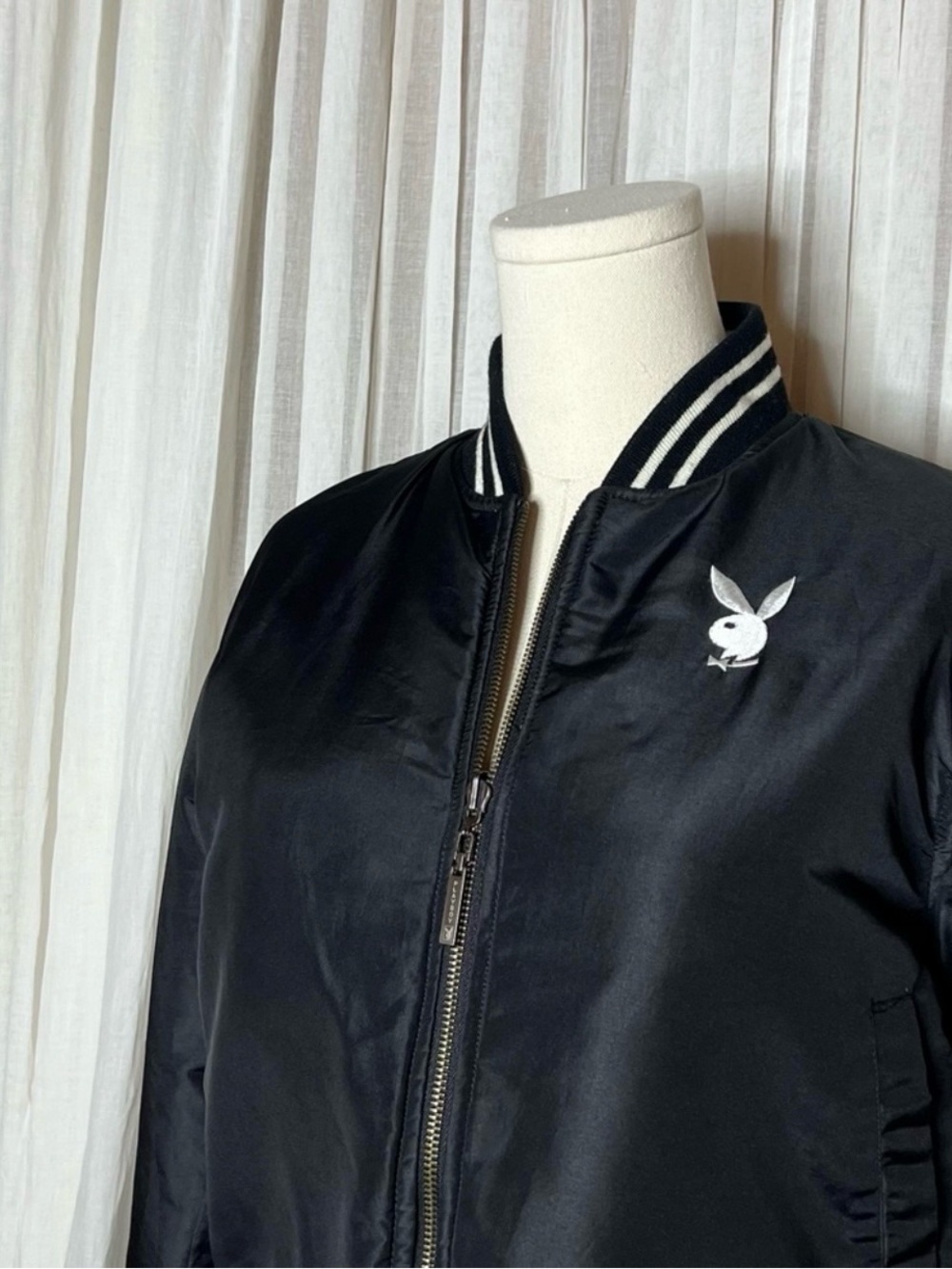 Y2K Playboy Black & White Reversible Varsity Jacket - Picture 8 of 11